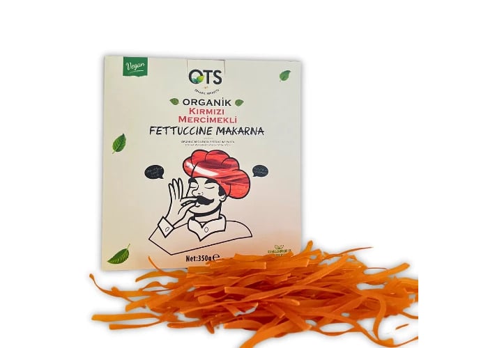 Organik Kırmız Mercimekli Fettuccine Makarna (350gr) - OTS Organik