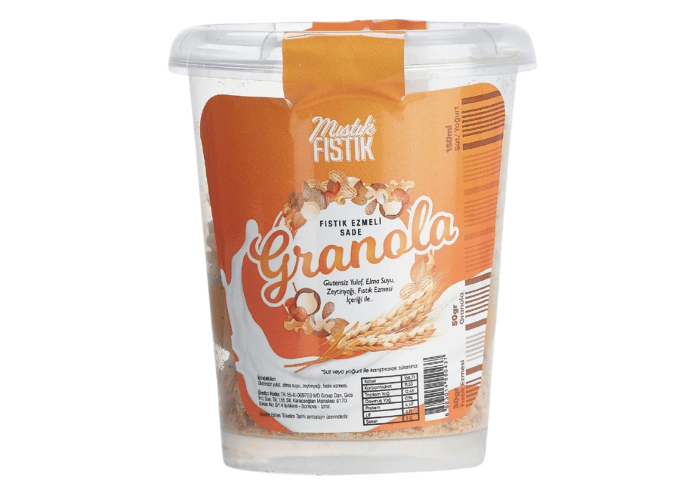 Fıstık Ezmeli Sade Granola Bardak (150gr) - Mıstık Fıstık