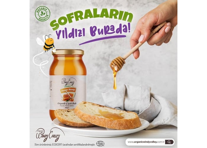 Organik Süzme Çiçek Balı (500gr) - Windy Valley