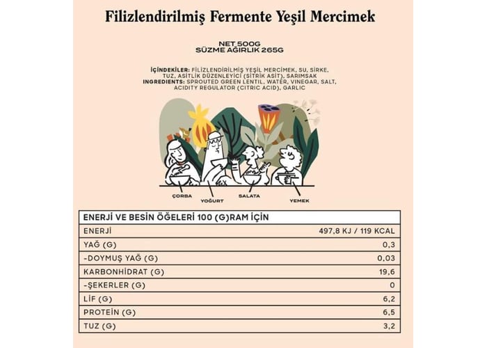 Filizlendirilmiş Fermente Yeşil Mercimek (500gr) - Good Wild