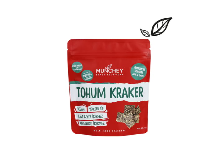 Domates ve Fesleğenli Tohum Kraker (40gr) - Munchey Food