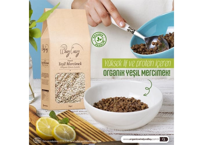 Organik Yeşil Mercimek (750gr) - Windy Valley