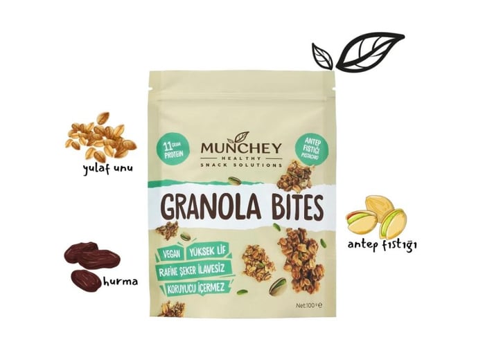 Antep Fıstıklı Granola Bites (Katkısız, 100gr) - Munchey Food