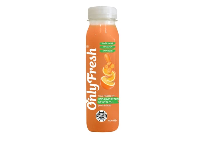 Havuç ve Portakal Suyu Karışımı (%100 Meyve, Taze Sıkılmış, 250ml) - Only Fresh