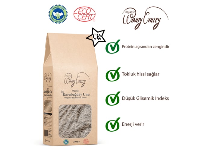 Organik Çiğ Karabuğday Unu (500gr) - Windy Valley