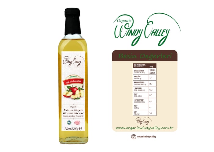 Organik Elma Suyu Konsantresi (325gr) - Organic Windy Valley